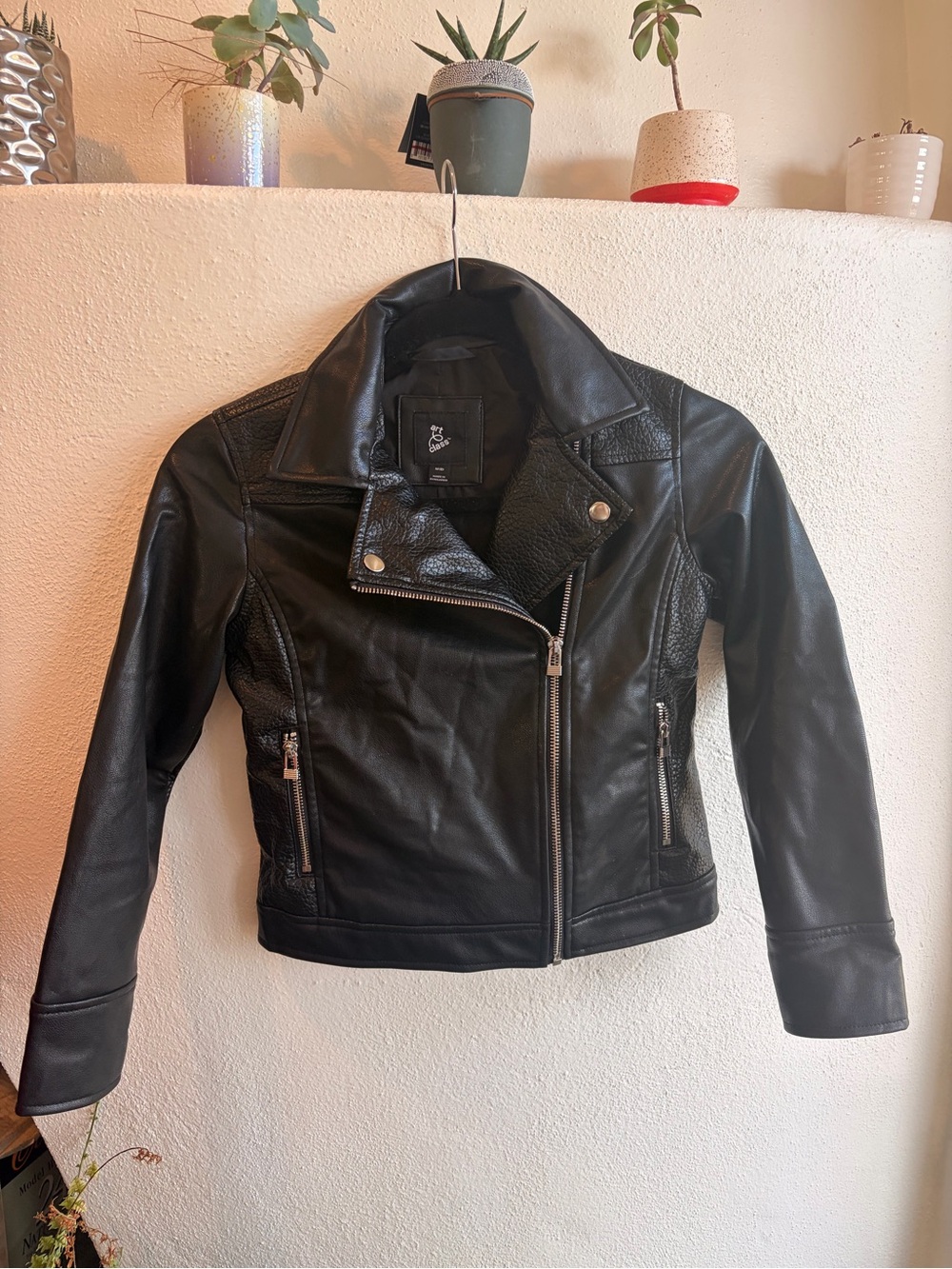 Black girls Faux Leather Moto Jacket - art class
